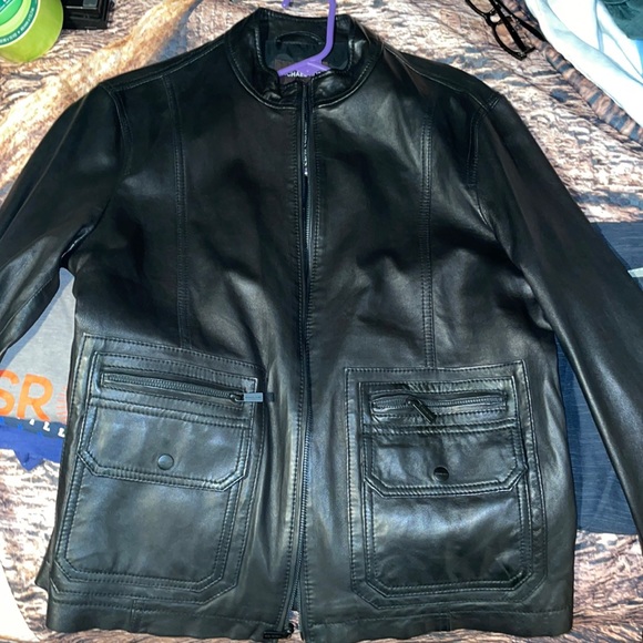 Michael Kors Leather Jacket Medium - Picture 2 of 4